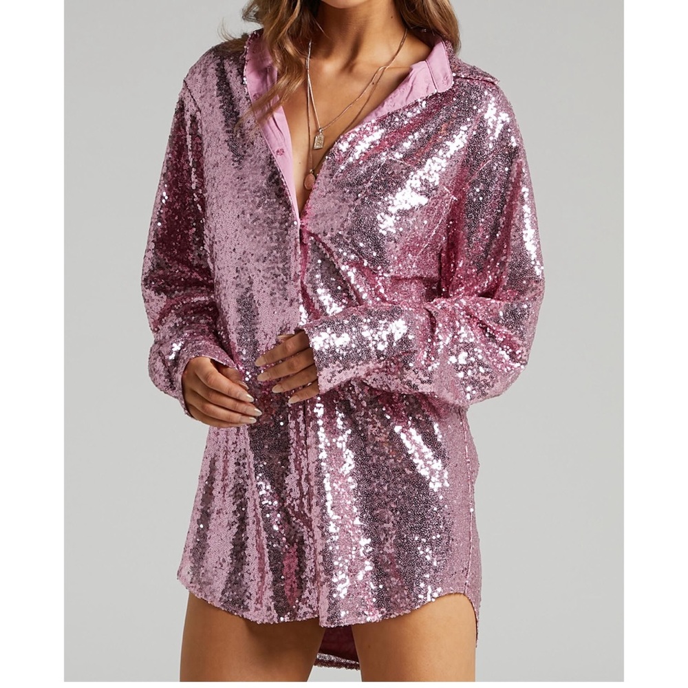 Showpo Pink Glitter Tshirt Dress